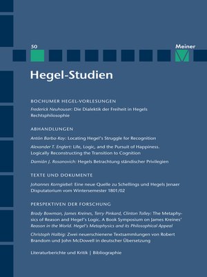 cover image of Hegel-Studien Band 50